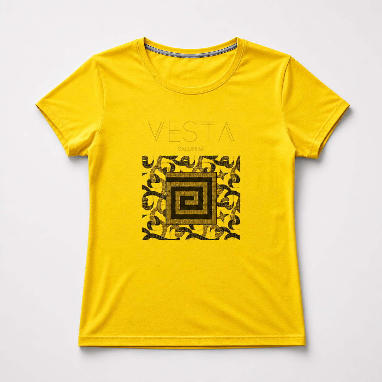 Campani Women’s White T-Shirt – Greek Key Design VESTA SALONIKA